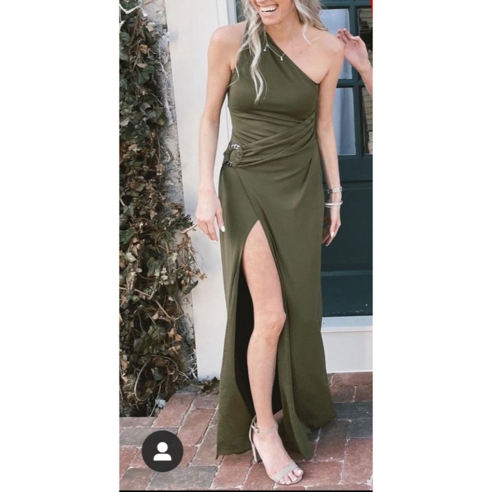 Revolve: Crawford Maxi Dress (DUNDAS x REVOLVE)-- Green/ Olive Dress